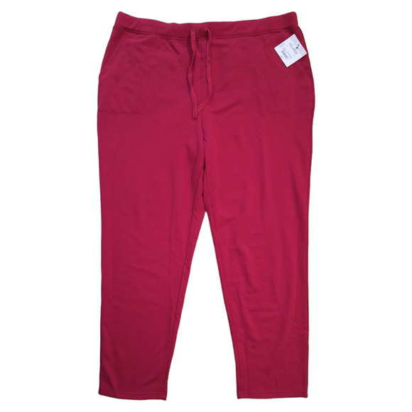 Liz Claiborne Elastic Waist Drawstring Pants Womens XXL Red Pull on Stretch Knit - Picture 1 of 14